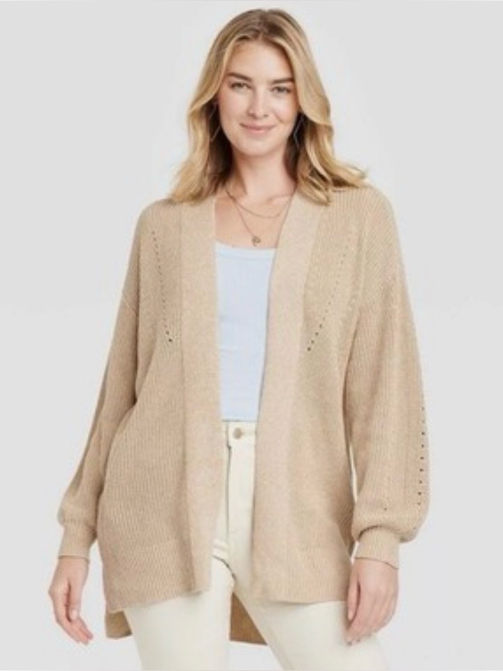 Casual Black Open-Front Cardigan